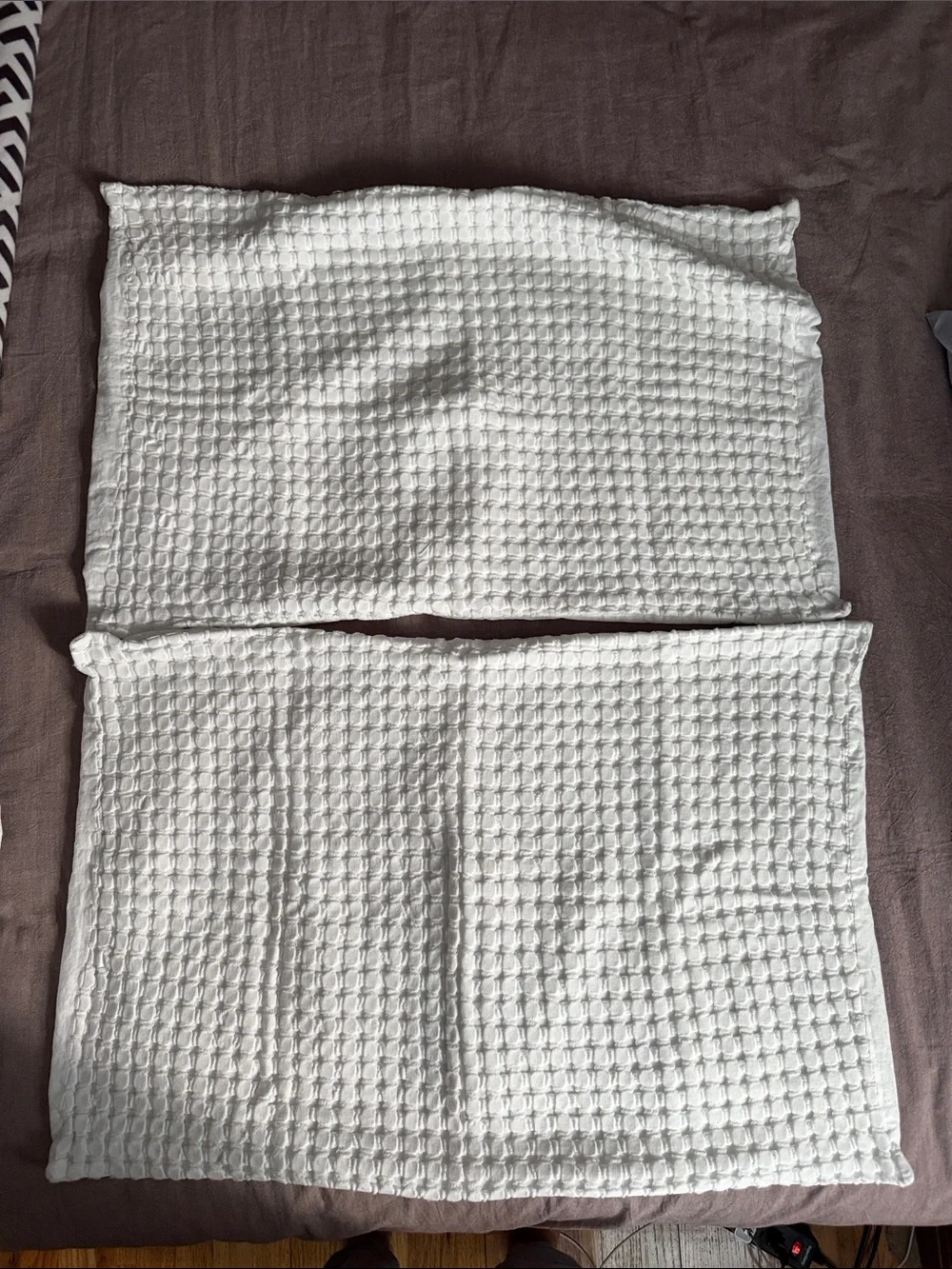 DKNY White Waffle Texture Pillow Sham Pair